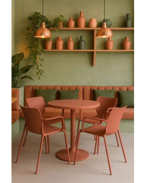 Set van 4 tafelstoelen in polypropyleen en metaal Montauk brick - 55,5x57,5cm