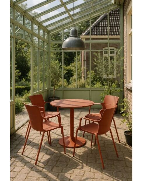 Set van 4 tafelstoelen in polypropyleen en metaal Montauk brick - 55,5x57,5cm