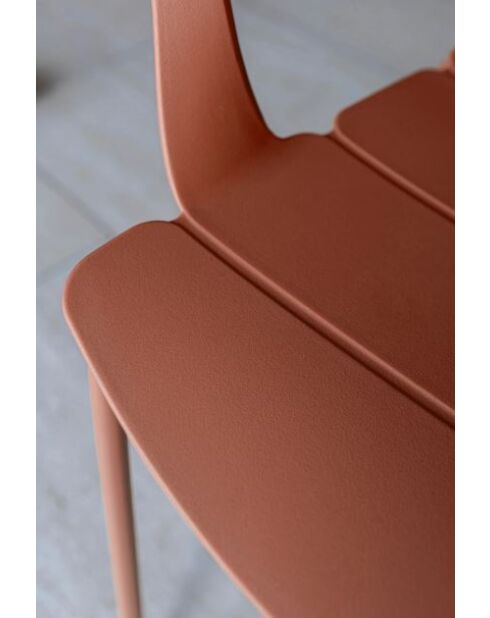 Set van 4 tafelstoelen in polypropyleen en metaal Montauk brick - 55,5x57,5cm