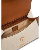 Bandolera Karnilla Flap natural y coñac - 26,5x15,5x6 cm