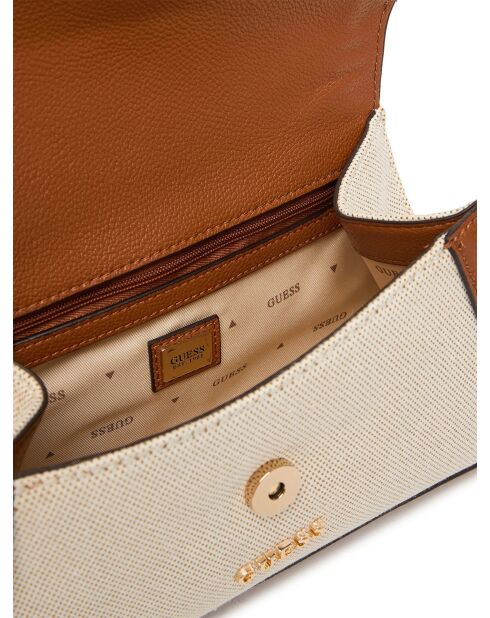 Bandolera Karnilla Flap natural y coñac - 26,5x15,5x6 cm