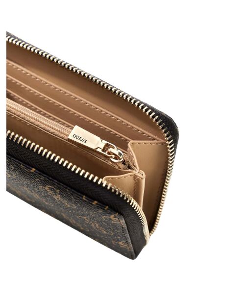 Portefeuille Laurel II moyen à fermeture éclair avec logo marron - 14x9x2.5 cm