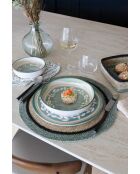 Lot 6 sets de table rond en jonc de mer Luna naturel et vert - 38cm