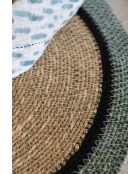 Lot 6 sets de table rond en jonc de mer Luna naturel et vert - 38cm