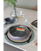 Lot 6 sets de table rond en jonc de mer Luna naturel et vert - 38cm