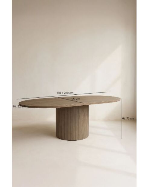 Mesa extensible efecto madera Sierra color nogal - 180/220x120x75 cm