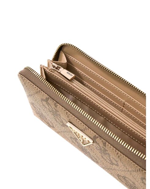 Portefeuille Laurel II SLG grand format à fermeture éclair avec logo latte et marron - 20x10x2.5 cm