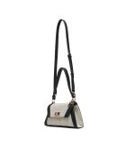 Natürliche und schwarze Karnilla Flap Schultertasche - 26,5 x 15,5 x 6 cm