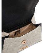 Natürliche und schwarze Karnilla Flap Schultertasche - 26,5 x 15,5 x 6 cm