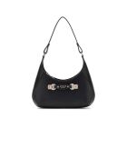 Mimina Schultertasche mit Reißverschluss auf der schwarzen Oberseite - 29x14x7 cm