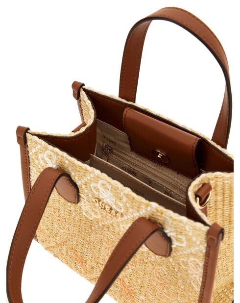 Silvana Mini-Handtasche mit 2 Fächern mit Cognac-Logo - 20x17x10 cm