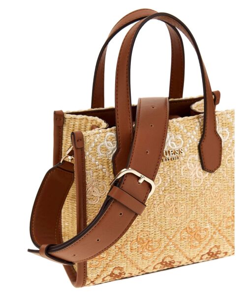 Silvana Mini-Handtasche mit 2 Fächern mit Cognac-Logo - 20x17x10 cm