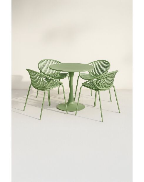 Ensemble de Table/4 fauteuils de table en polypopylène et métal Calypso vert