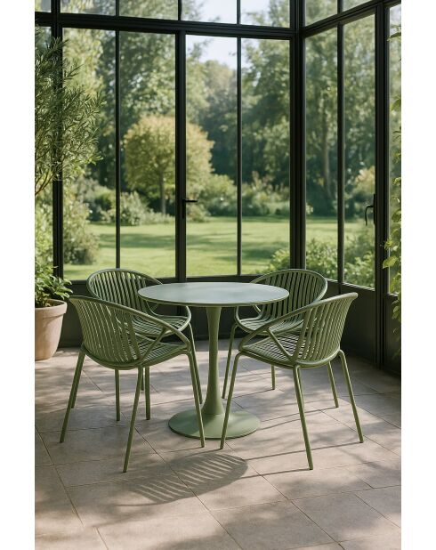 Ensemble de Table/4 fauteuils de table en polypopylène et métal Calypso vert