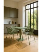Set tavolo/4 sedie in polipropilene e metallo Calypso verde