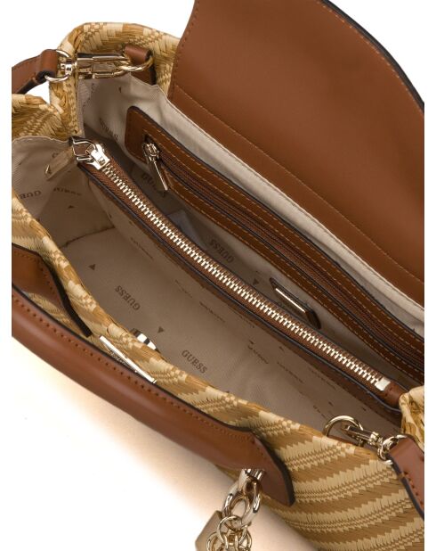 Petit sac Simona naturel et cognac - 30x17x12 cm