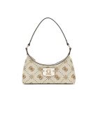 Neda Schultertasche mit Reißverschluss auf der Oberseite mit cremefarbenem Logo - 28x16x6 cm