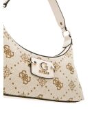 Neda Schultertasche mit Reißverschluss auf der Oberseite mit cremefarbenem Logo - 28x16x6 cm