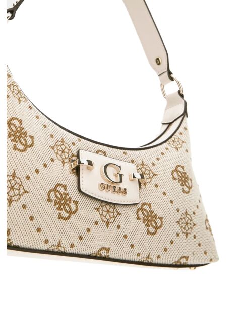 Neda Schultertasche mit Reißverschluss auf der Oberseite mit cremefarbenem Logo - 28x16x6 cm