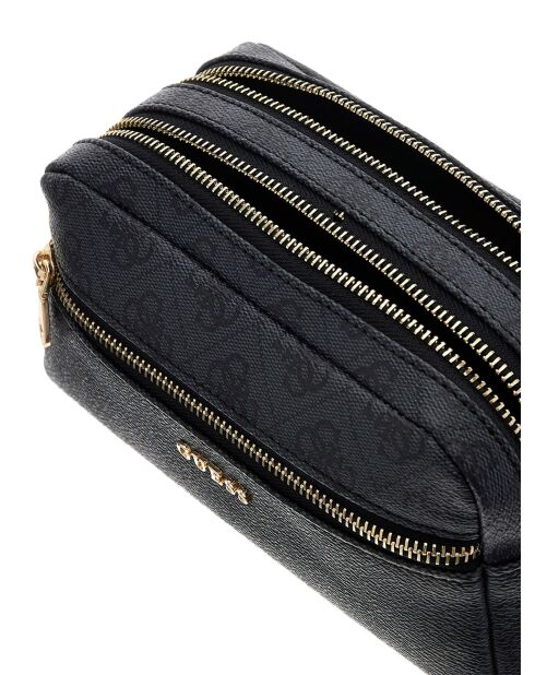 Portefeuille à double fermeture éclair avec logo charbon - 20x11x8 cm