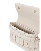 Marion cremefarbene Schultertasche mit Klappe - 26x18x8 cm