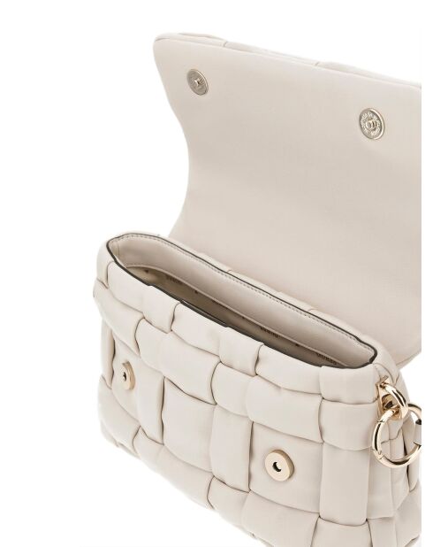 Marion cremefarbene Schultertasche mit Klappe - 26x18x8 cm