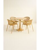 Ensemble de table/4 fauteuils de table en polypropylèn et métal Calypso ocre