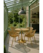 Ensemble de table/4 fauteuils de table en polypropylèn et métal Calypso ocre