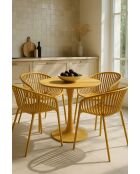 Ensemble de table/4 fauteuils de table en polypropylèn et métal Calypso ocre