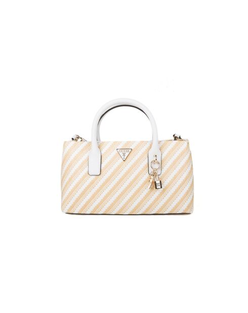 Bolso pequeño Simona natural y blanco - 30x17x12 cm