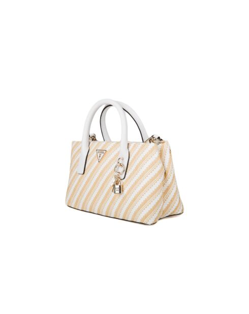 Bolso pequeño Simona natural y blanco - 30x17x12 cm