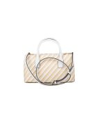 Bolso pequeño Simona natural y blanco - 30x17x12 cm