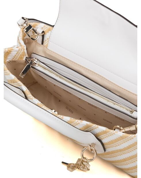 Bolso pequeño Simona natural y blanco - 30x17x12 cm