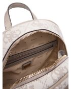 Erenia grote rugzak met donker taupe logo - 34x28x12 cm