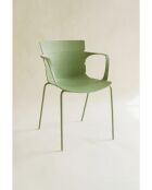 Set van 4 tafelfauteuils in polypropyleen/metaal Montauk kaki groen - 555x57,5