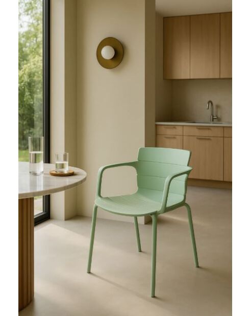 Set van 4 tafelfauteuils in polypropyleen/metaal Montauk kaki groen - 555x57,5