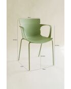 Set van 4 tafelfauteuils in polypropyleen/metaal Montauk kaki groen - 555x57,5