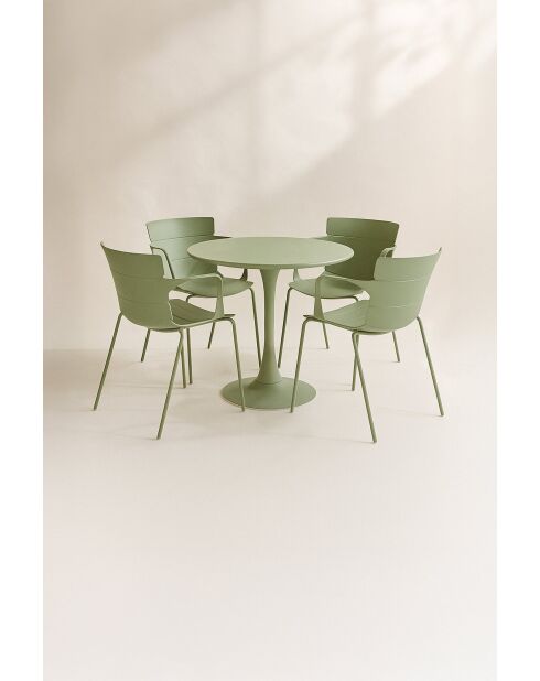 Ensemble de table/4 fauteuils de Table en polypopylène et métal Montauk vert