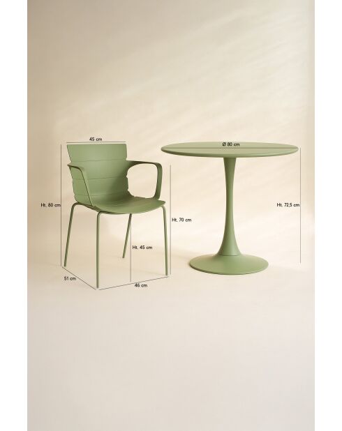 Ensemble de table/4 fauteuils de Table en polypopylène et métal Montauk vert