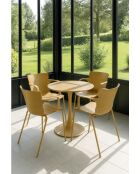 Set van 4 tafelfauteuils in polypropyleen/metaal Montauk oker - 54,5x56,6x80cm