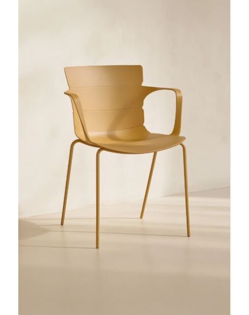 Set van 4 tafelfauteuils in polypropyleen/metaal Montauk oker - 54,5x56,6x80cm