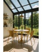 Set van 4 tafelfauteuils in polypropyleen/metaal Montauk oker - 54,5x56,6x80cm