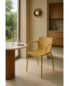 Set van 4 tafelfauteuils in polypropyleen/metaal Montauk oker - 54,5x56,6x80cm