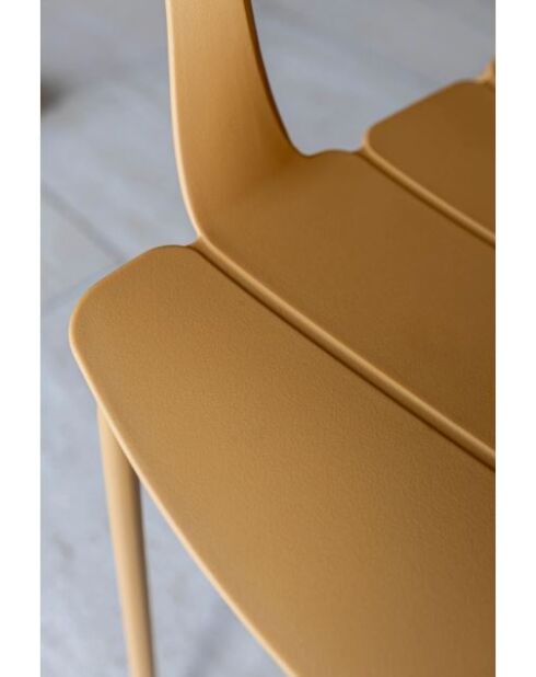 Set van 4 tafelfauteuils in polypropyleen/metaal Montauk oker - 54,5x56,6x80cm