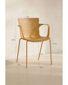 Set van 4 tafelfauteuils in polypropyleen/metaal Montauk oker - 54,5x56,6x80cm