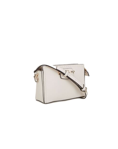 Bandolera Nastra Mini con cremallera en la parte superior, color blanco roto, 20 x 13,5 x 6 cm