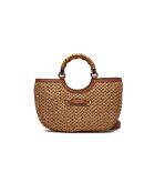 Siria Girlfriend papieren handtas naturel en karamel - 39x23x8 cm