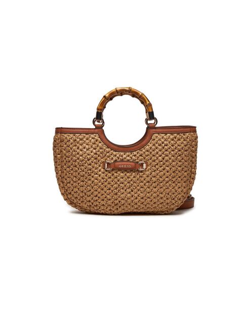 Siria Girlfriend papieren handtas naturel en karamel - 39x23x8 cm