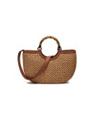 Siria Girlfriend papieren handtas naturel en karamel - 39x23x8 cm