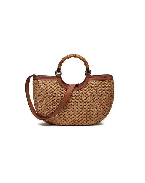 Siria Girlfriend papieren handtas naturel en karamel - 39x23x8 cm